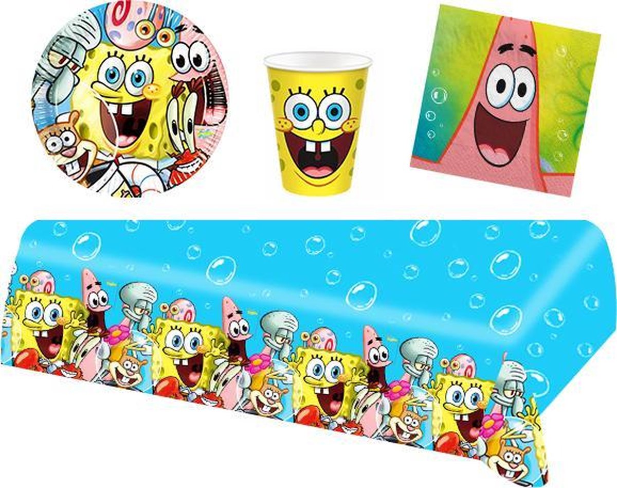 Spongebob feestpakket | feestartikelen kinderfeest voor 10 kinderen