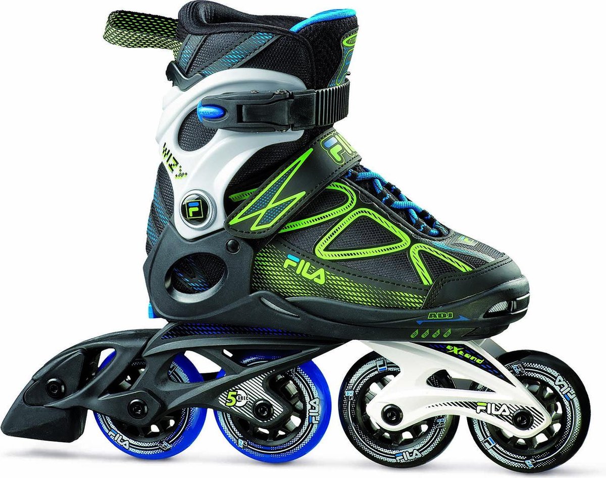 Fila Wizy  Verstelbare Inline Skate | Zwart/groen/blauw | 32-35