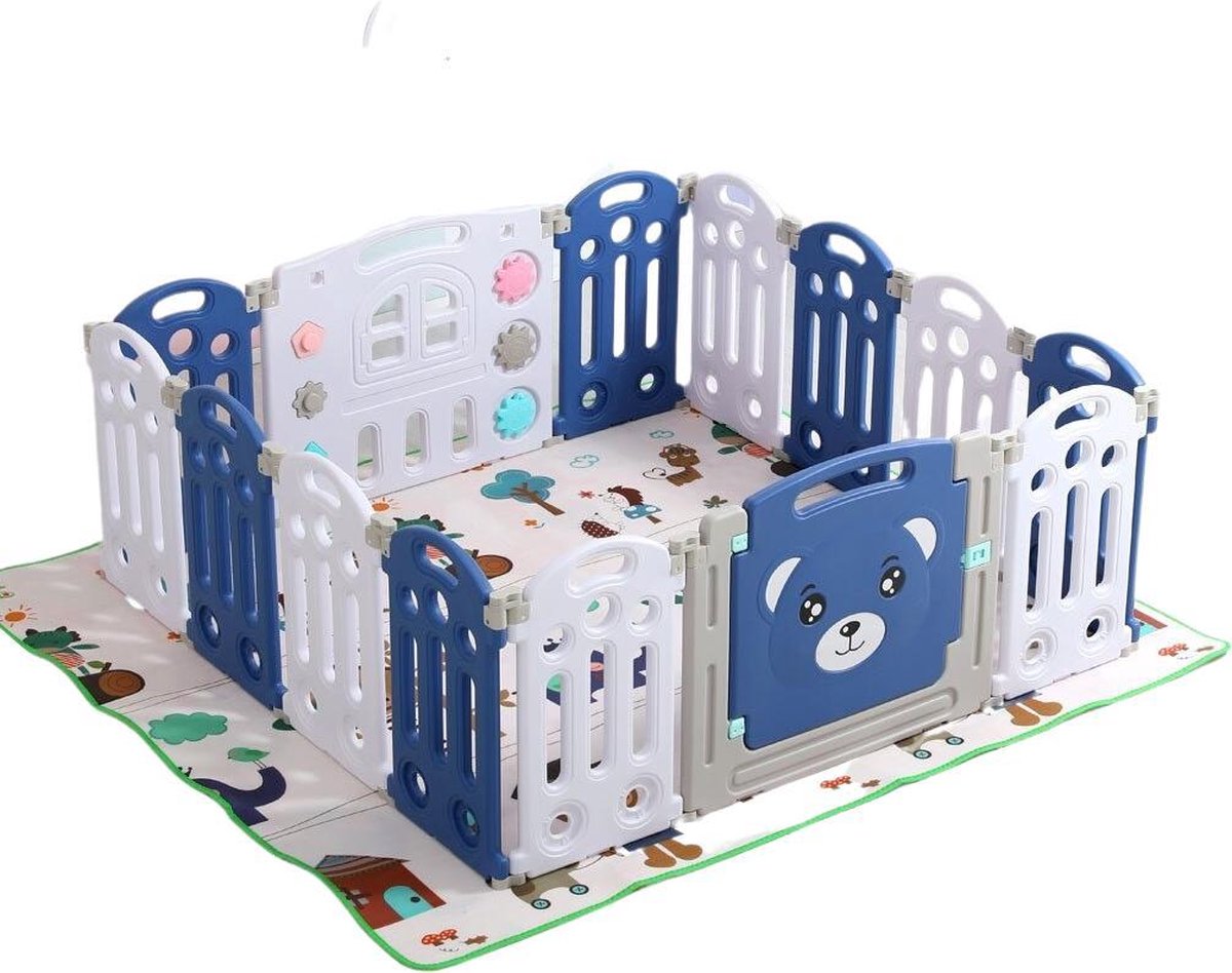 Dakta® Speelbox - Opvouwbaar - 0-9 jaar - Grondbox - Inclusief kleurrijke speelmat - Playpen - 143 x 150 cm - Ballenbak