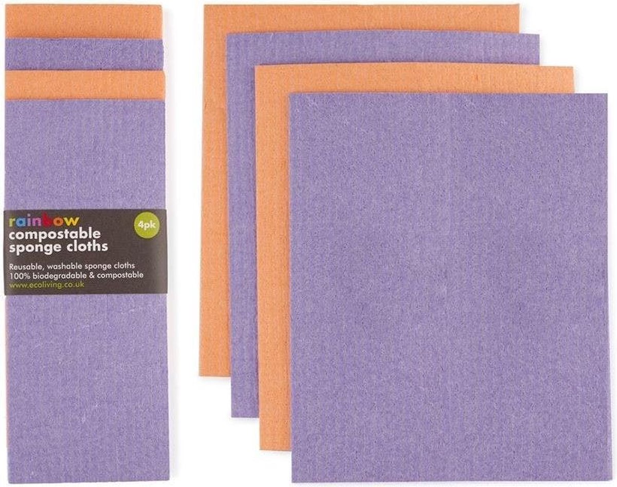 set van 4 composteerbare schoonmaakdoekjes