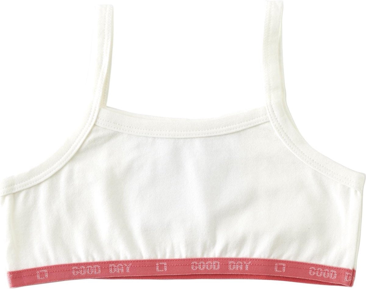 Little Label - Meisjes croptop - uni off white - maat: 122/128 - bio-katoen