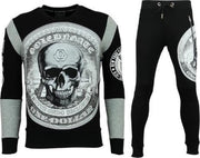 ENOS Trainingspakken Heren - Joggingspak mannen - Skull Dolar - Zwart - Maat: XS