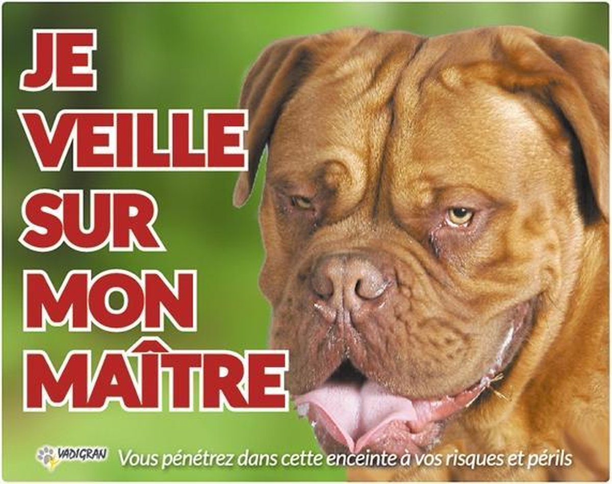 Waakbord Bordeaux Dog frans 20x25cm