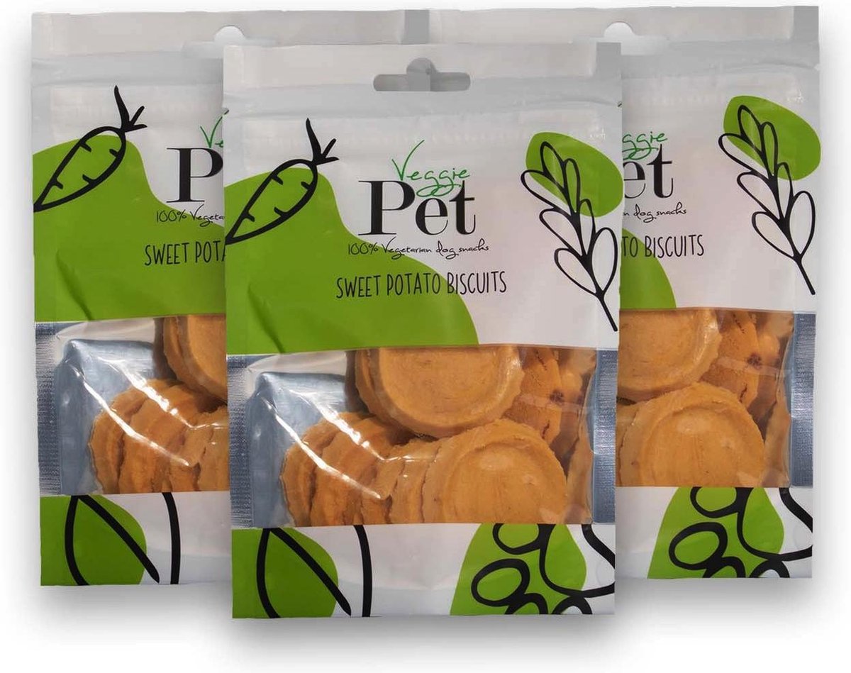 VeggiePet - Sweet Potato Biscuits - Voordeelbundel van 3 zakjes - Hondensnack