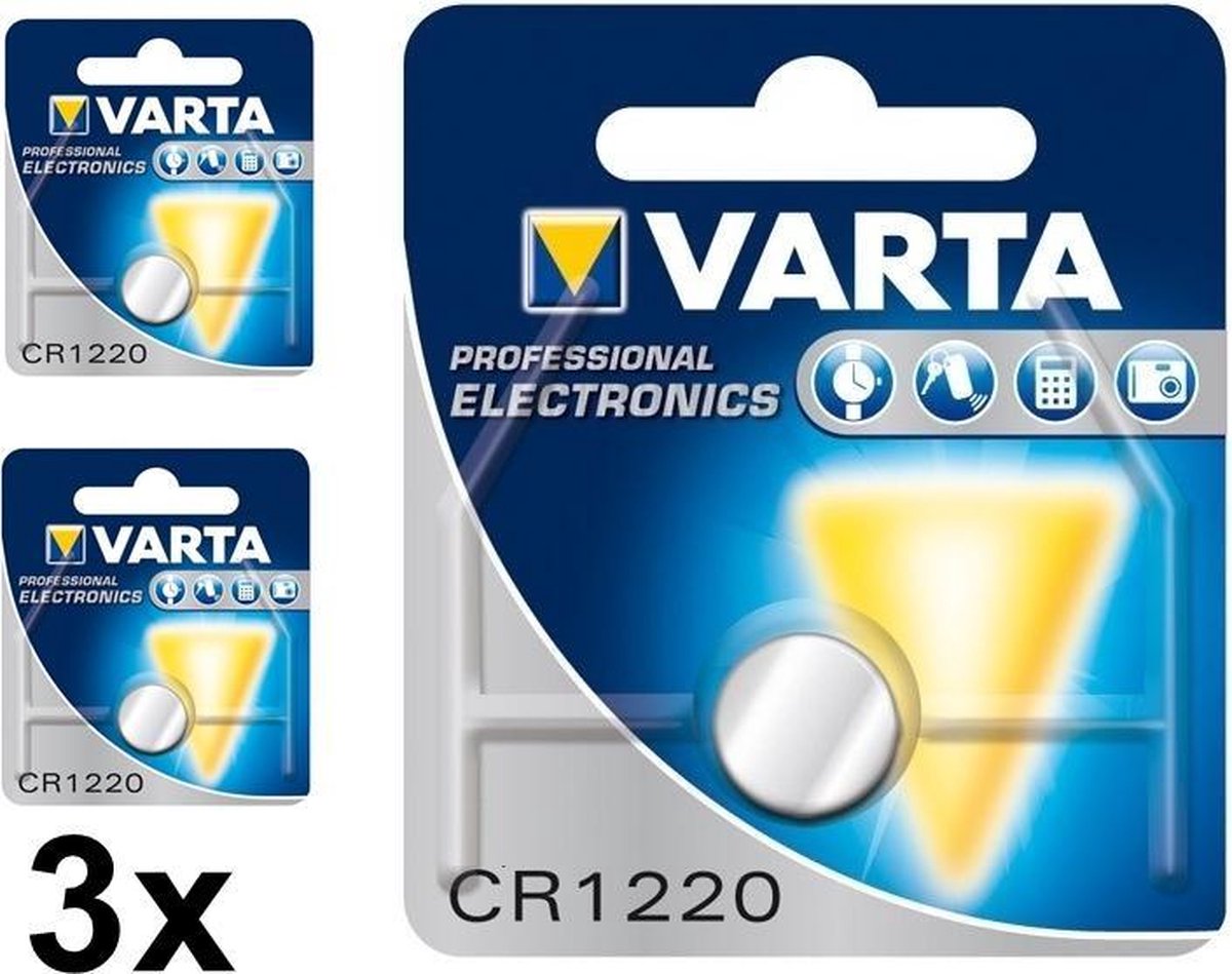 3 Stuks - Varta Professional Electronics CR1220 6220 35mAh 3V knoopcelbatterij
