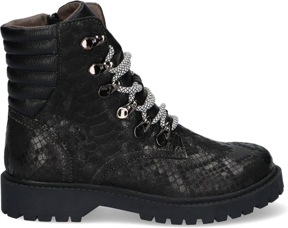 Braqeez 420772-989 Meisjes Biker Boots - Zwart - Leer - Ritssluiting
