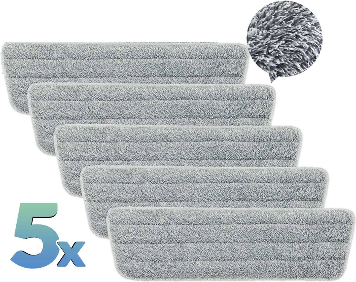 5 dweildoeken microvezelpads 42 cm - voor Spray mop en flatmop vloerwisser en Vloertrekker -  Machinaal wasbaar  - dweilsysteem