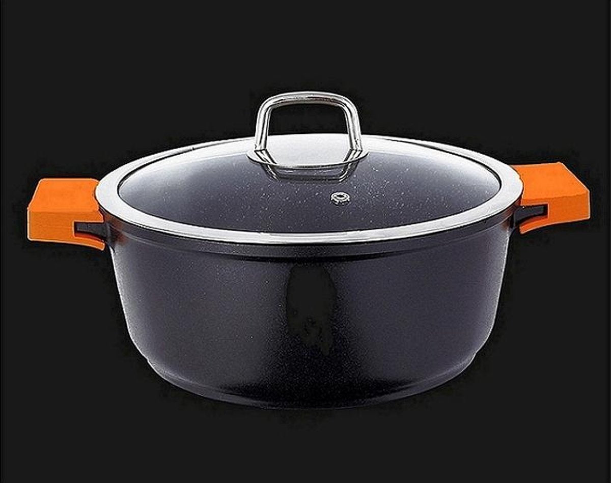 Marble soep/braadpan - Met glazen afdekplaat zwart - voor inductie 40 CM 15 Liter- steinmeijergermany