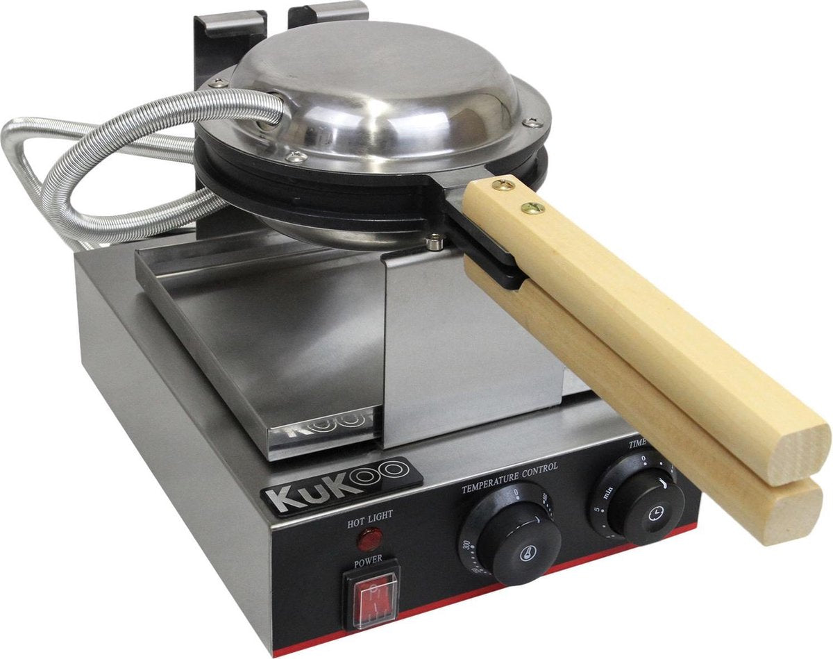 KuKoo Wafelijzer - 1000 W - Anti aanbak - 27x33x27 cm - 50-250° C - timer 1 tot 5 minuten - wafelmaker