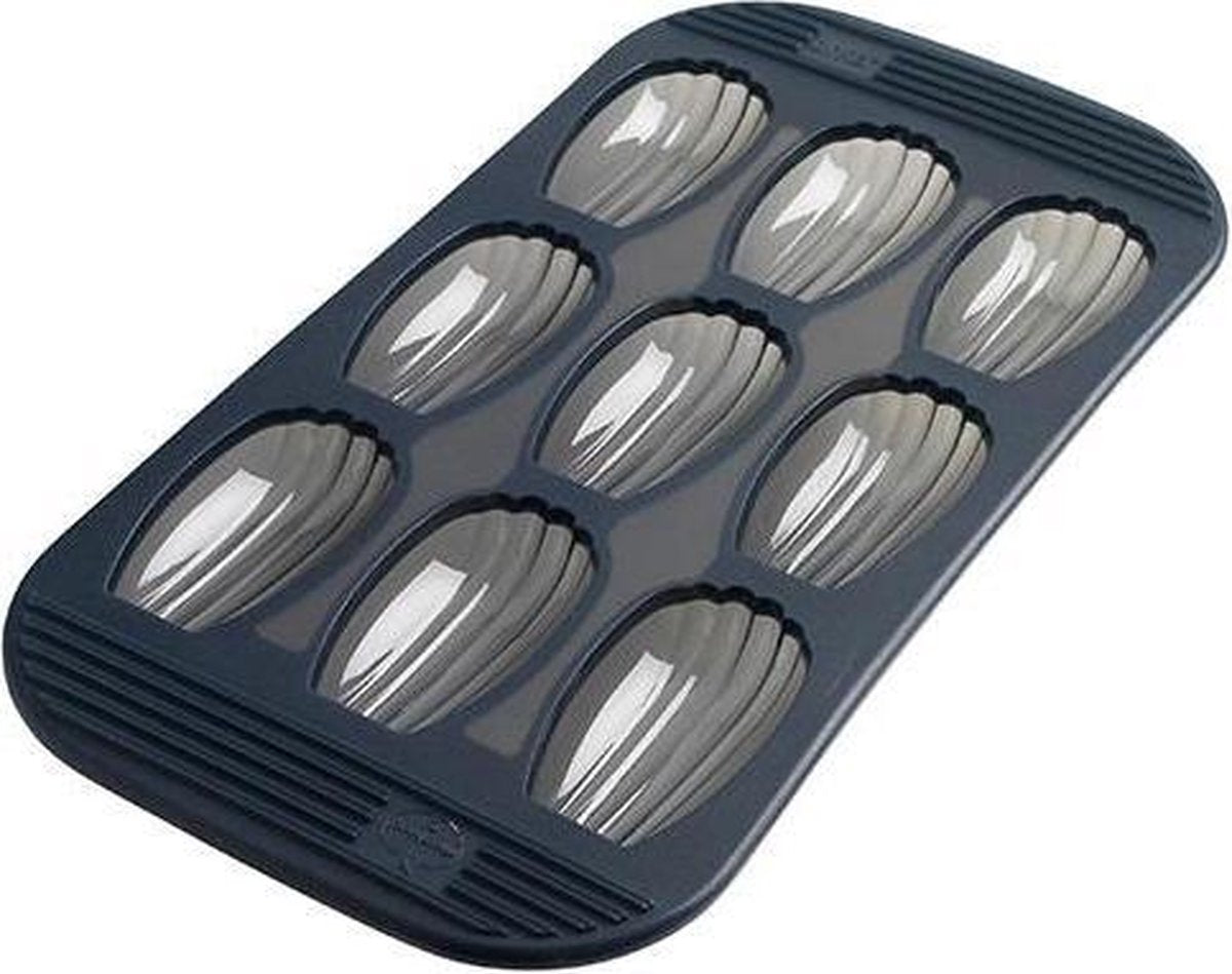 Mastrad Cakevorm Madelaine - Siliconen - Voor 9 stuks - Zwart