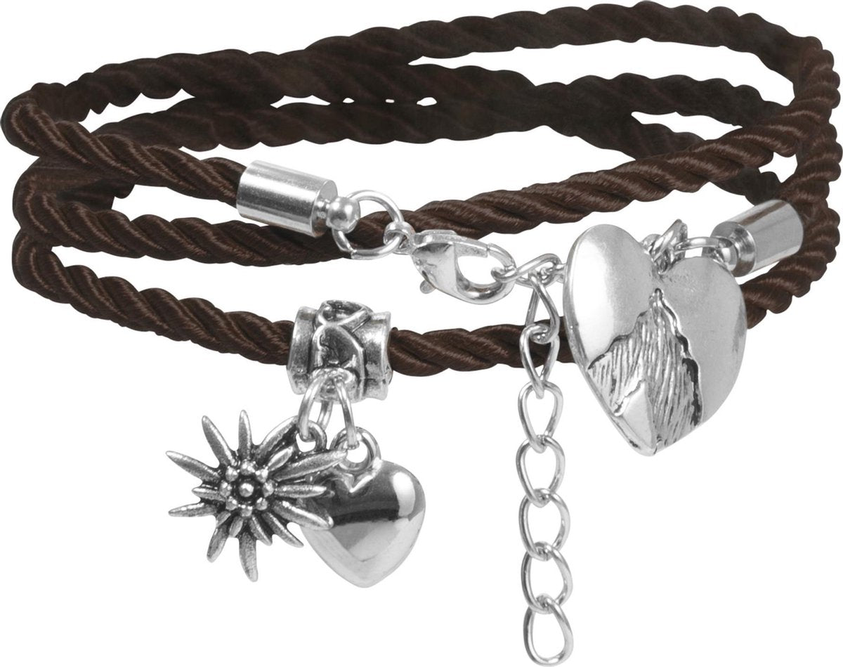 dressforfun - Armband Alpenhart bruin  - verkleedkleding kostuum halloween verkleden feestkleding carnavalskleding carnaval feestkledij partykleding - 302953