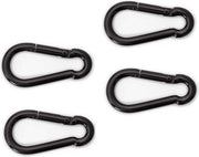 4x stuks karabijnhaak / karabijnhaken zwart gelakt staal 6 cm - snaphooks/ carabiners