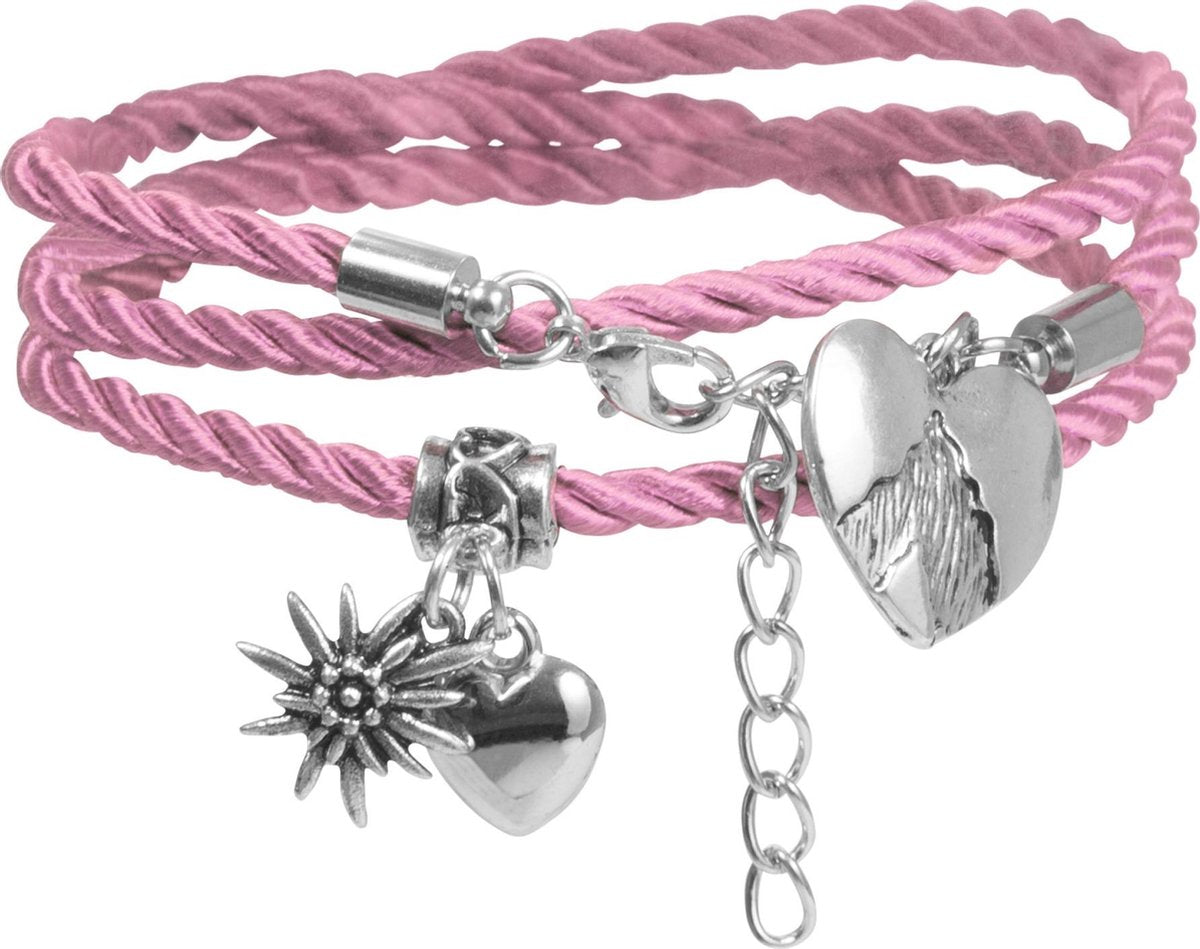 dressforfun - Armband Alpenhart roze  - verkleedkleding kostuum halloween verkleden feestkleding carnavalskleding carnaval feestkledij partykleding - 302950