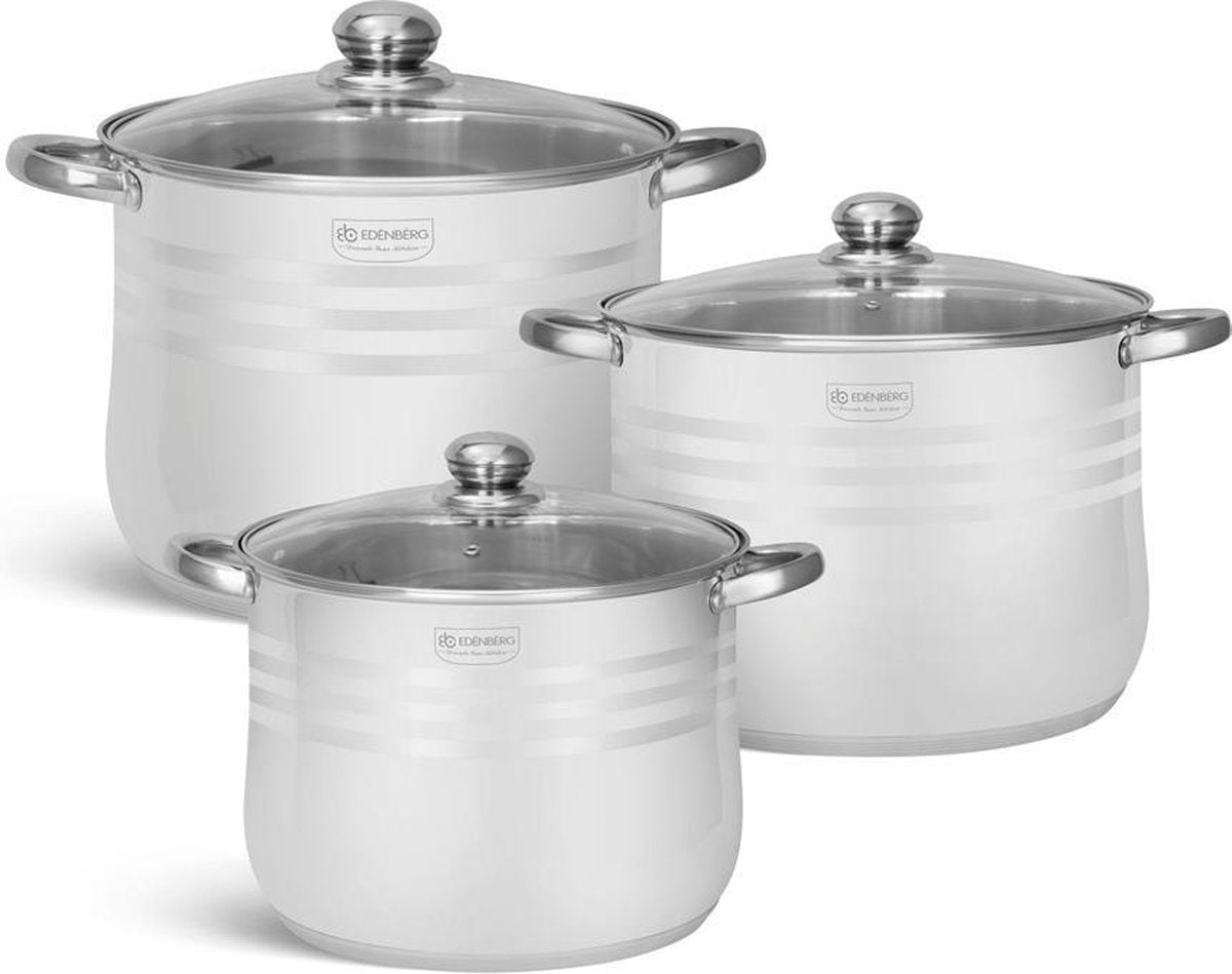 Edënbërg Classic Line - Luxe RVS Pannenset 6 delig - 5-Laags Bodem!
