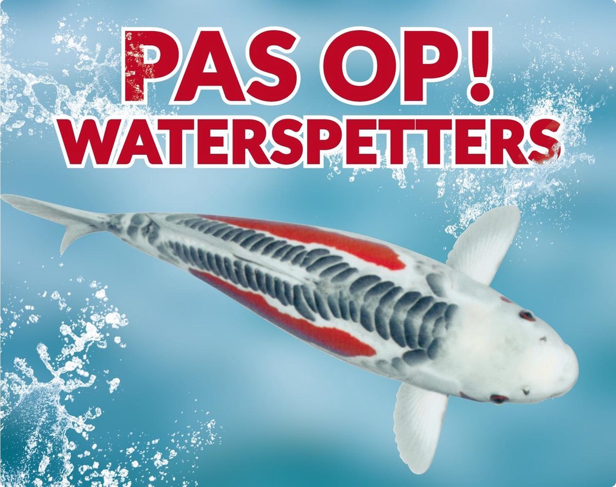 Pas op! Waterspetters 100 shusui waakbord met een gekleurde achtergrond