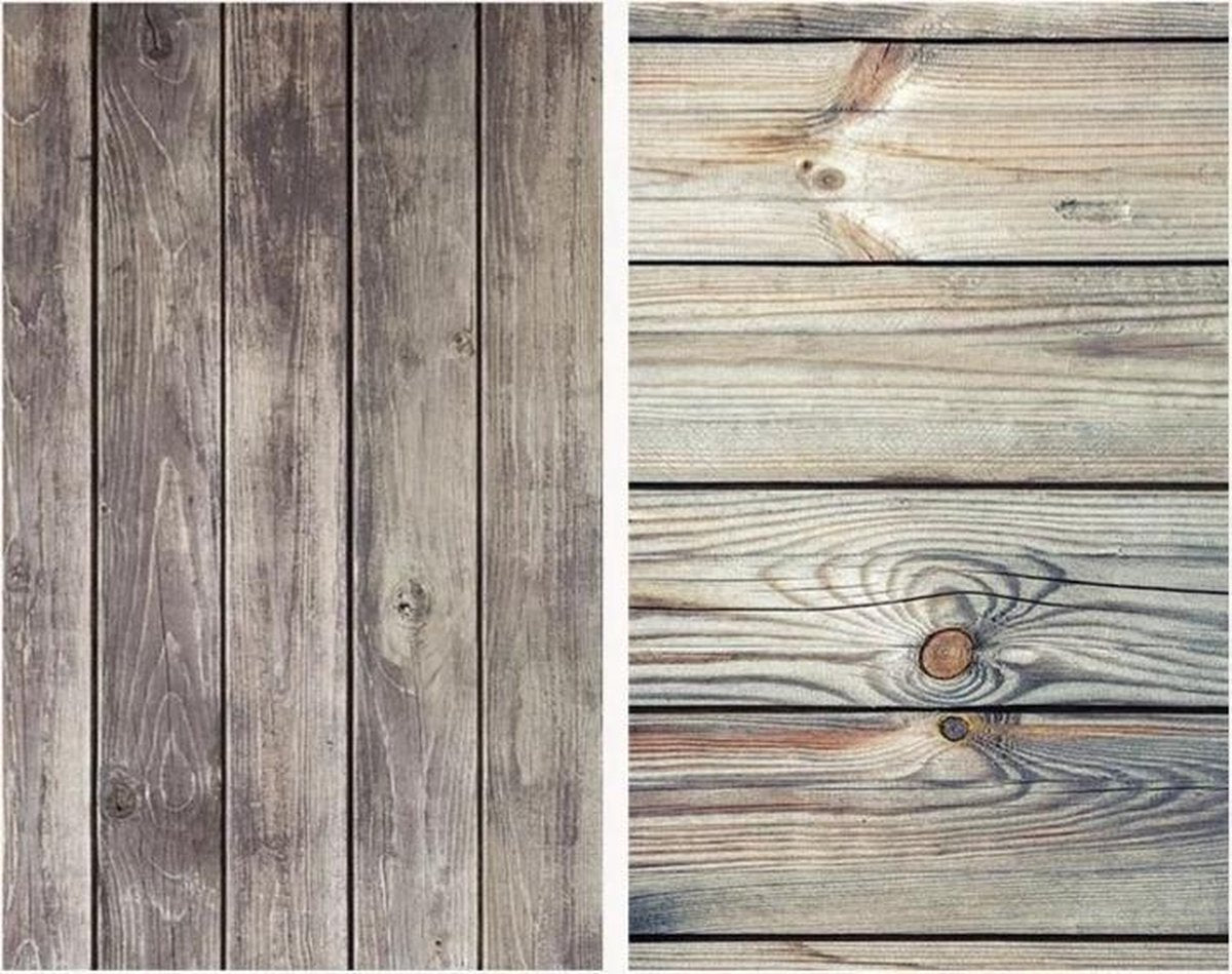 PVC achtergrond voor fotografie - Hout met blauwe en rode tinten - Dubbelzijdig - Food en product fotografie - Waterproof - 58 x 86 cm