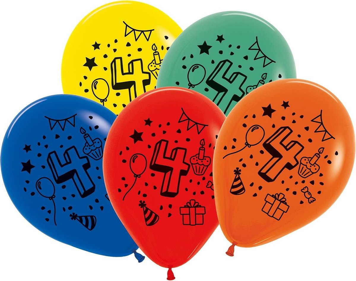 Tib Ballonnen Cijfer 4 30 Cm Latex 7 Stuks