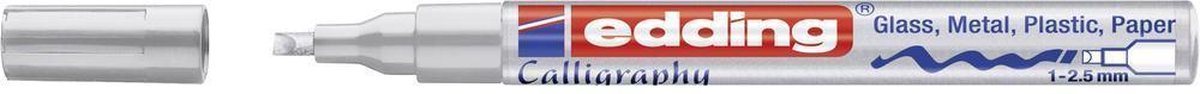 edding-753 kalligrafie glanslak marker zilver  1ST 1-2