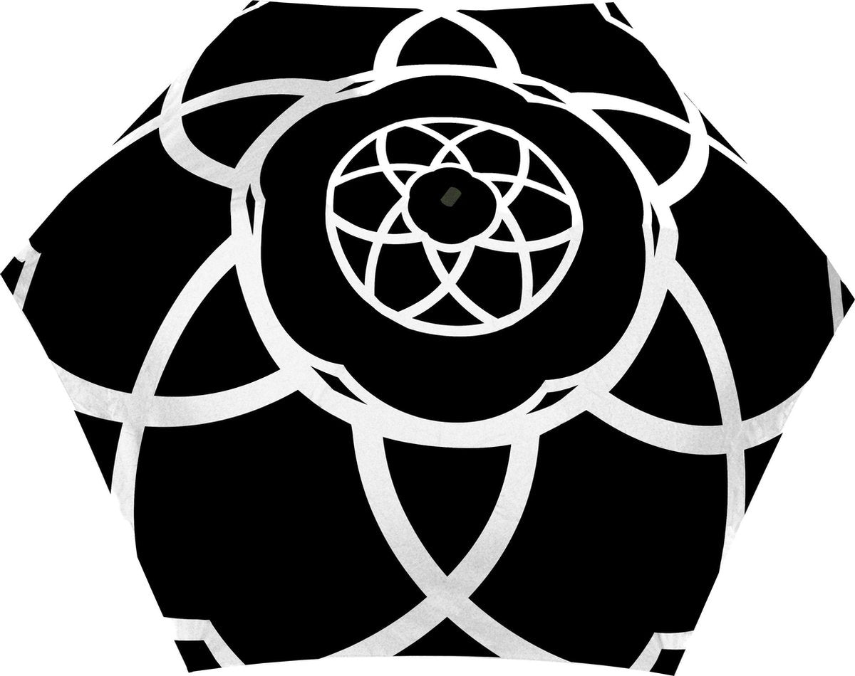 Smati Geometric Flower Paraplu - Opent en Sluit Automatisch - Extra Sterk - Stormbestendig - Zwart - Wit - Ø97cm