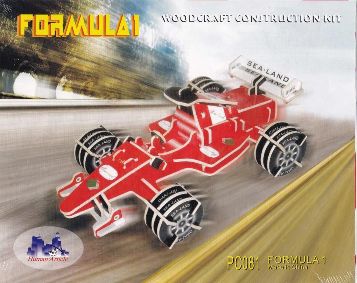 3D Puzzel Bouwpakket Formule 1 - hout - gekleurd
