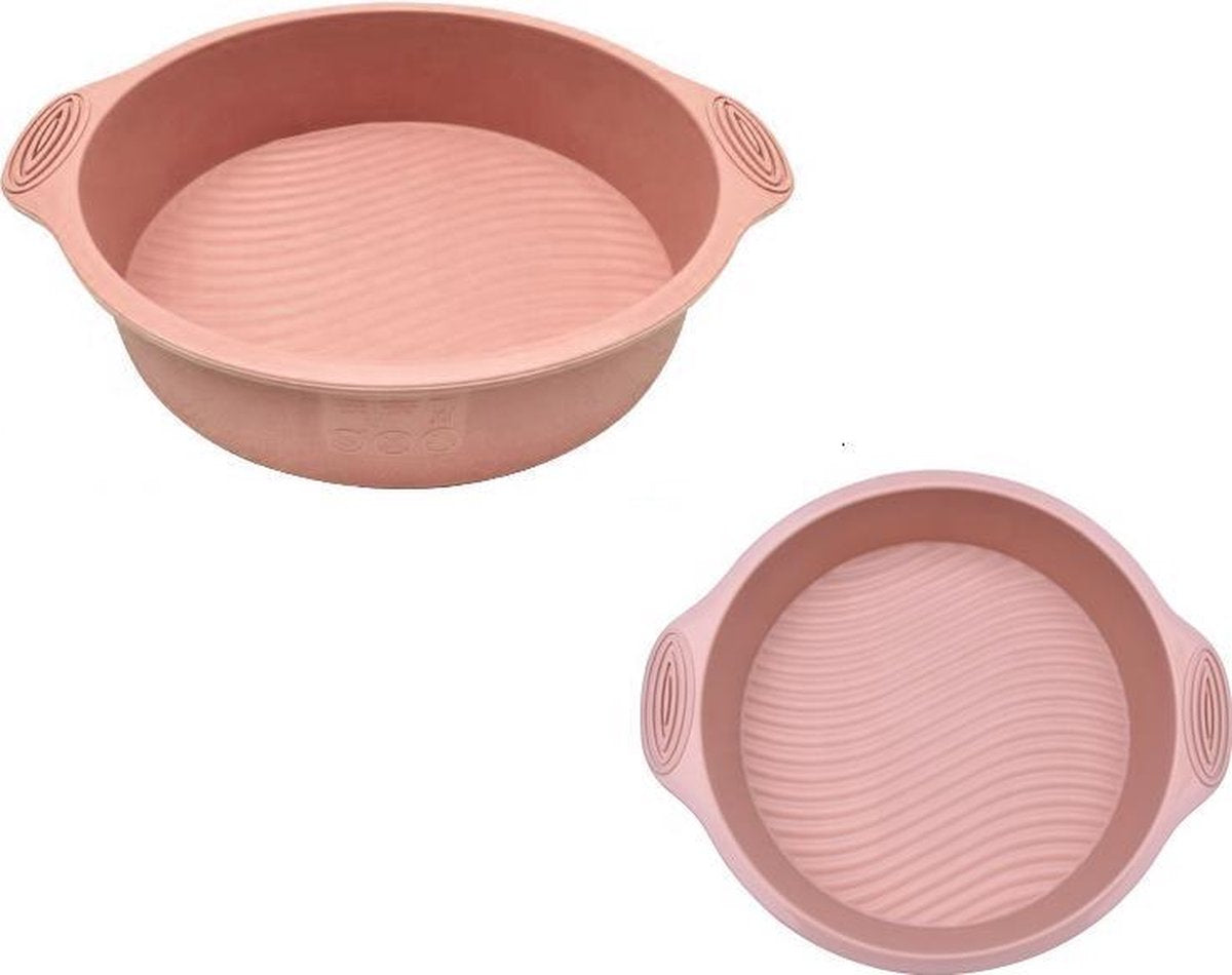 ZijTak - Ronde bakvorm -  Φ 24cm - Silicone - Taart vorm - Gebak - Cake - Koekjes - Dessert -  Chocolade Brownie - Toetjes - Quiche - Goede kwaliteit - Anti kleeflaag - Bakken - Pastel roze