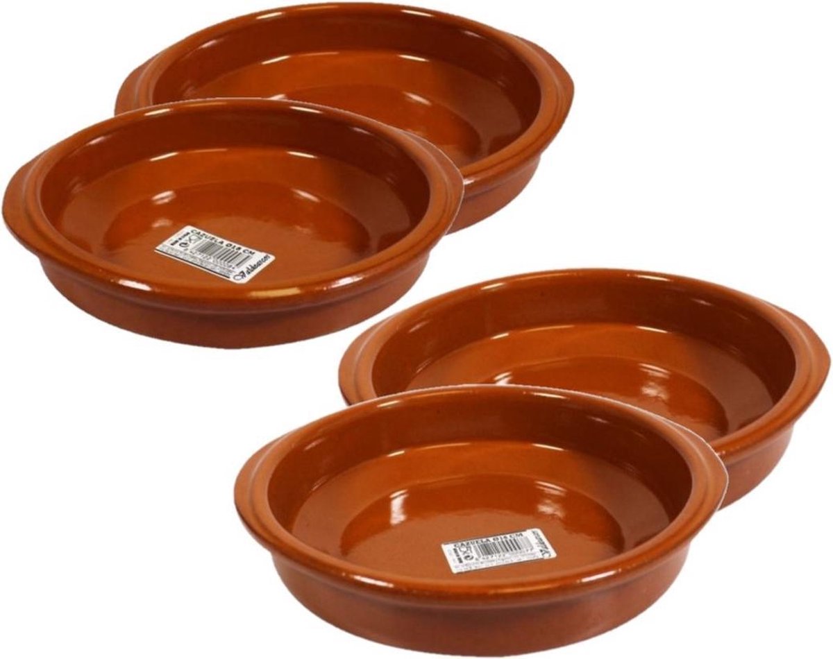 Set van 4x stuks tapas bakjes/schaaltjes Alicante met handvatten 16 en 18 cm - Serveerschalen - Tapasschalen