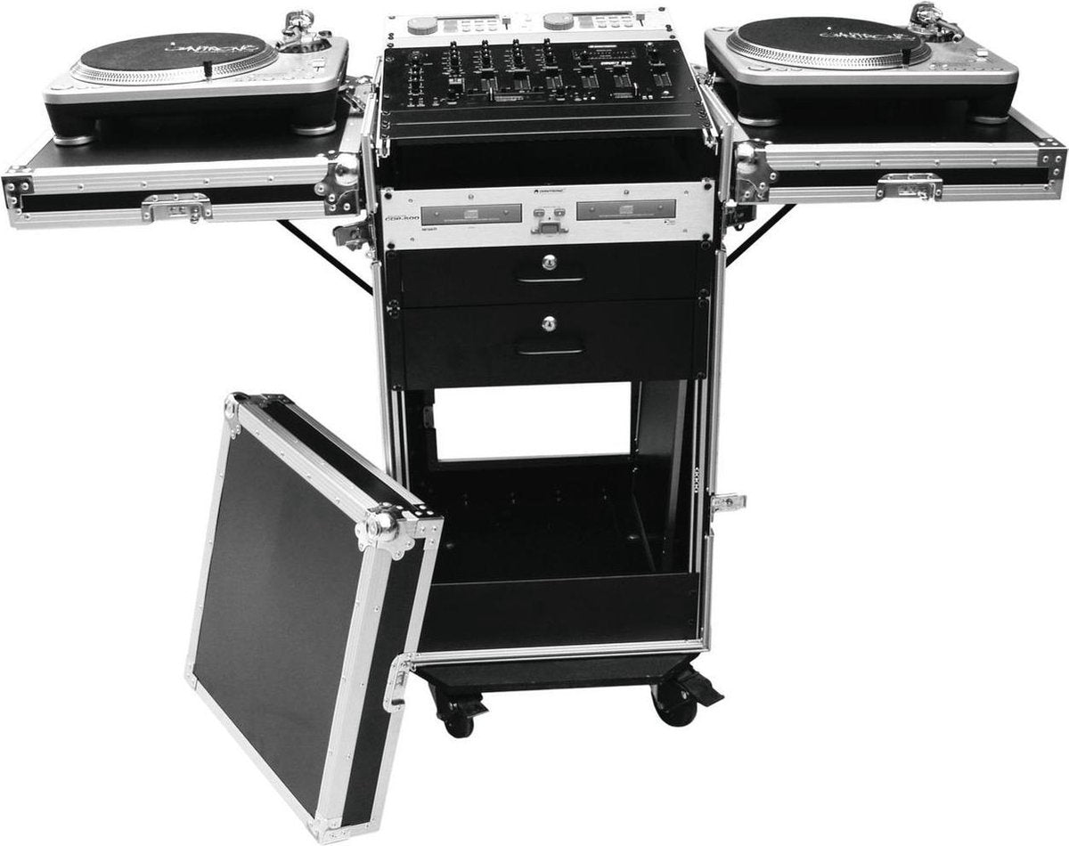 ROADINGER flightcase 19 inch - dj - met tafel op wielen TA-1