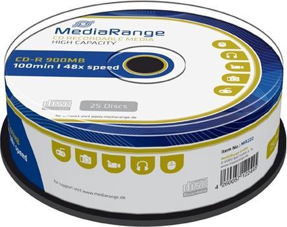 MediaRange CD-R 900MB 25pcs 48-fache Schreibgeschwindeigkeit