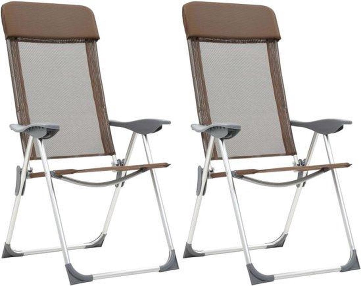 Verstelbare campingstoelen (INCL reisetui) Bruin 2 STUKS - campingstoelen (INCL reisetui) inklapbaar opvouwbaar Hoge rugleuning - Strandstoelen