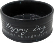 Eetkom voerbak stone happy dog antraciet Ø14