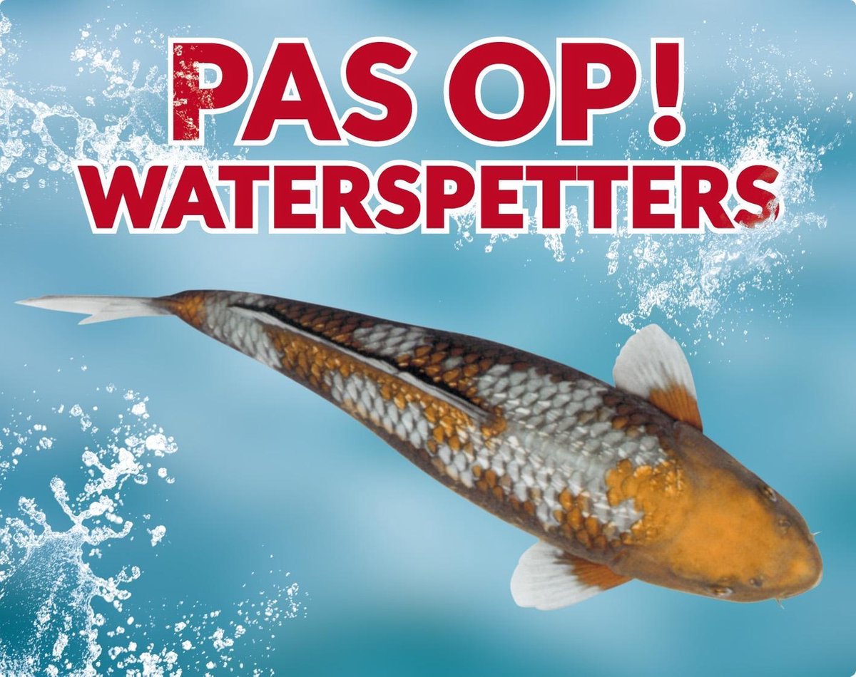 Pas op! Waterspetters 95 ochiba waakbord met een gekleurde achtergrond
