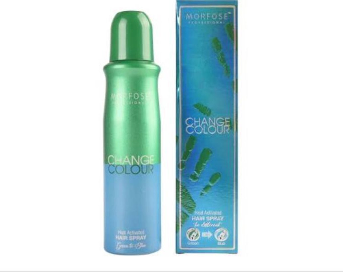 Morfose - Change Colour - Haarspray - Haarkleur Spray - Groen naar Blauw