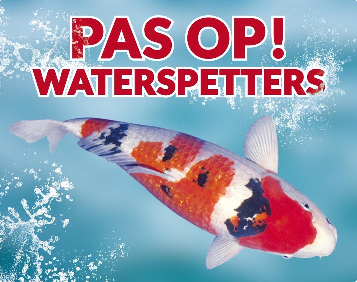 Pas op! Waterspetters 97 sanke waakbord met een gekleurde achtergrond