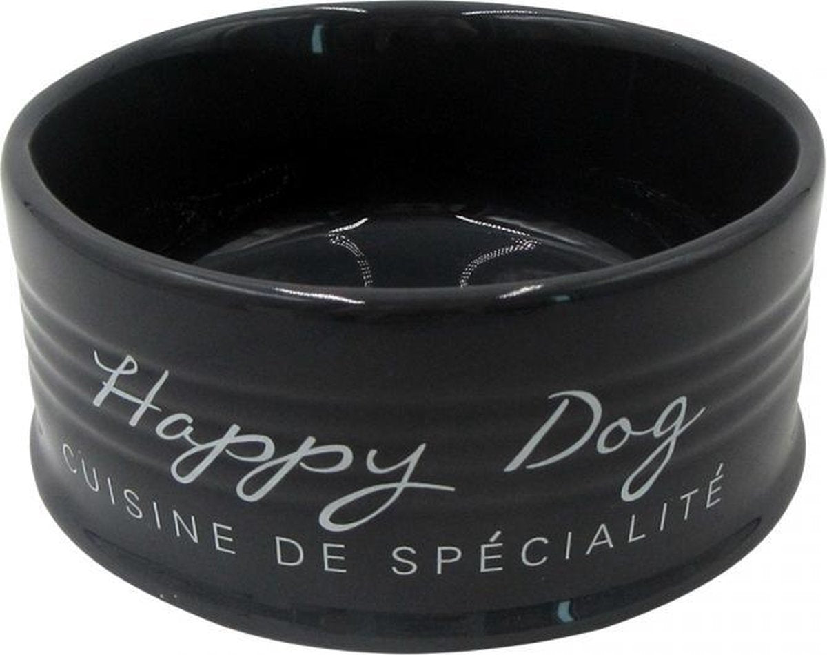 Voerbak Eetkom stone happy dog antraciet Ø18