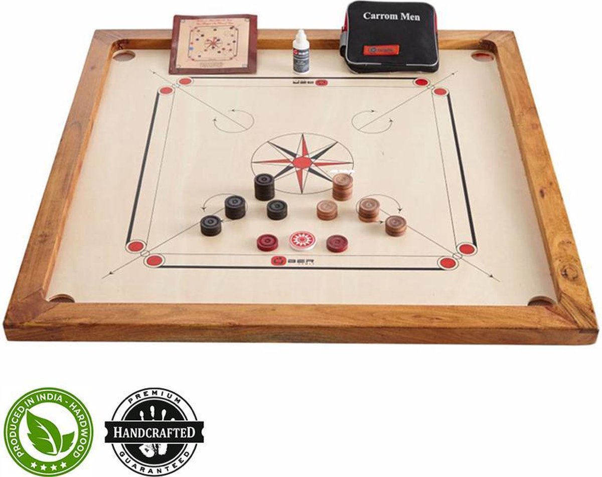 Carrom - Hardhout -  Officiële 74x74 cm wedstrijd maat  top kwaliteit