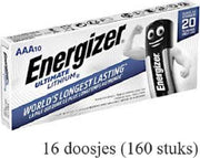 160 stuks (16 doosjes a 10 stuks) Energizer AAA Ultimate Lithium L92/LR03 1.5V 1250mAh