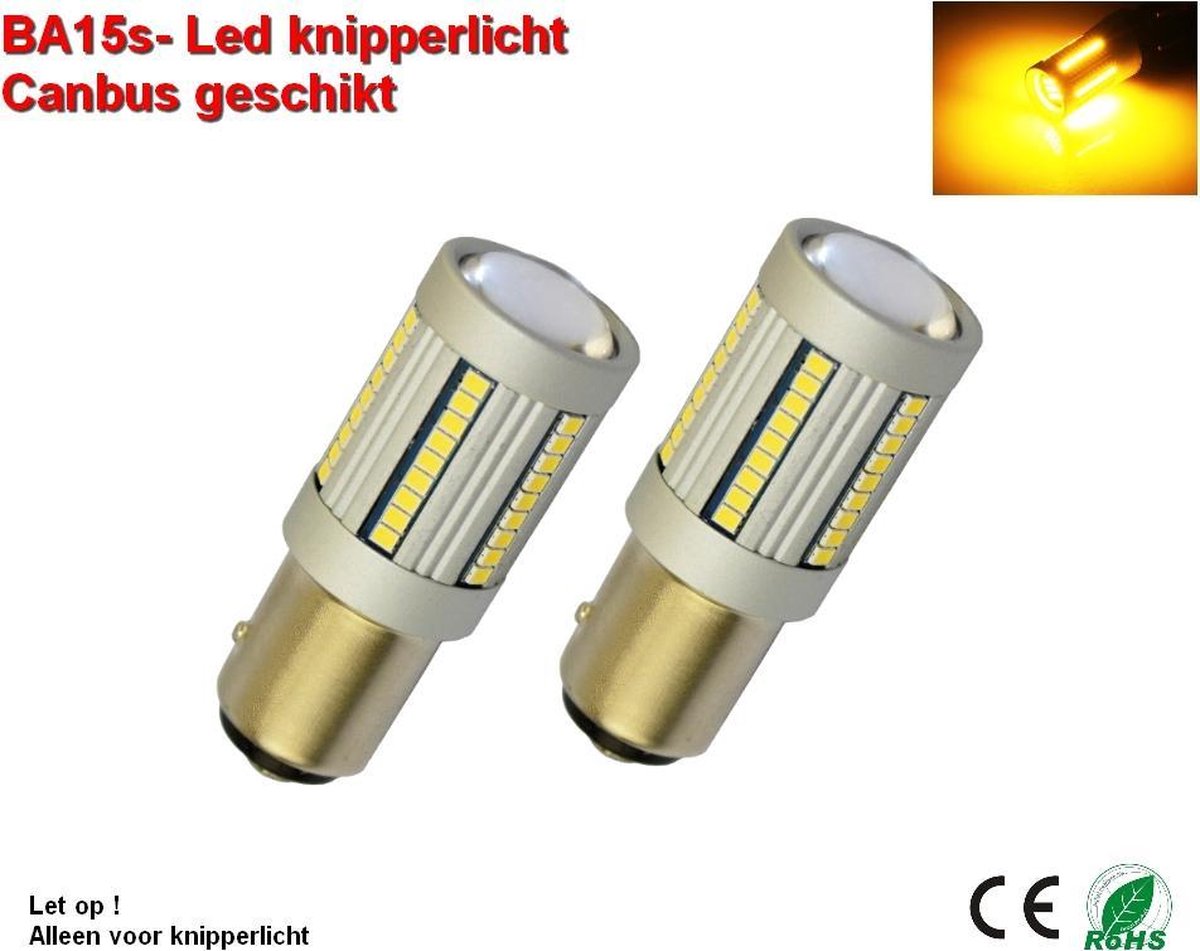 2x BAU15s CANBUS Knipperlicht Oranje 66smd 10-30v