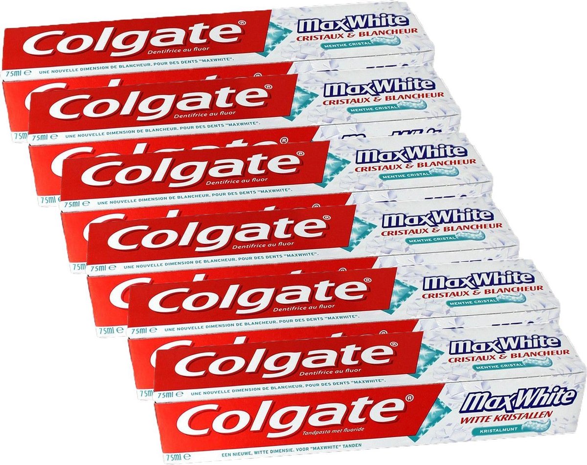 Colgate - Tandpasta - Max White witte kristallen - 6 x 75 ML - Voordeelverpakking