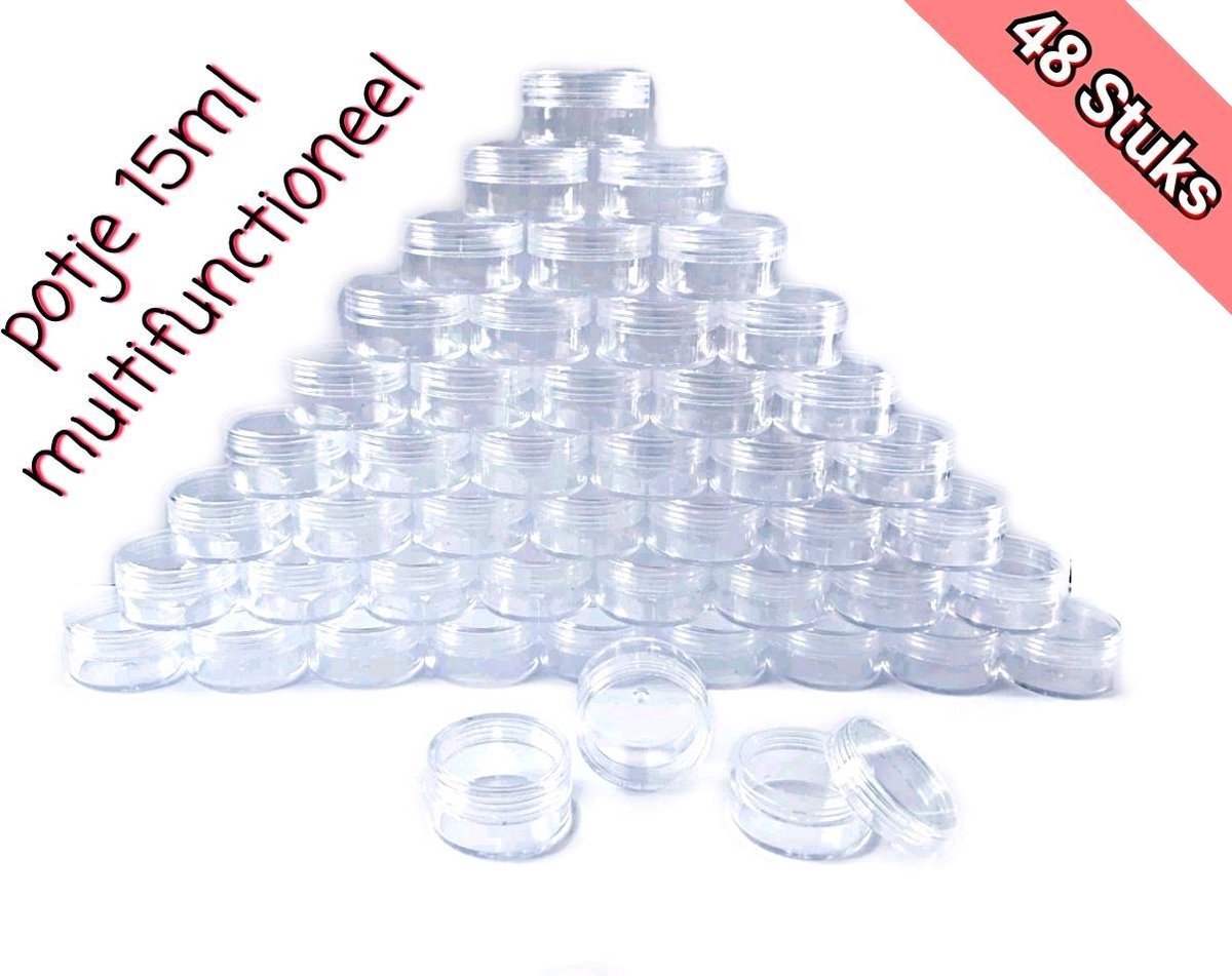 48 lege potjes met deksel - 15 ml/gram Make-up potjes  Monster potjes  Lege plastic potjes  Lege containers Cosmetica potjes Sample potjes