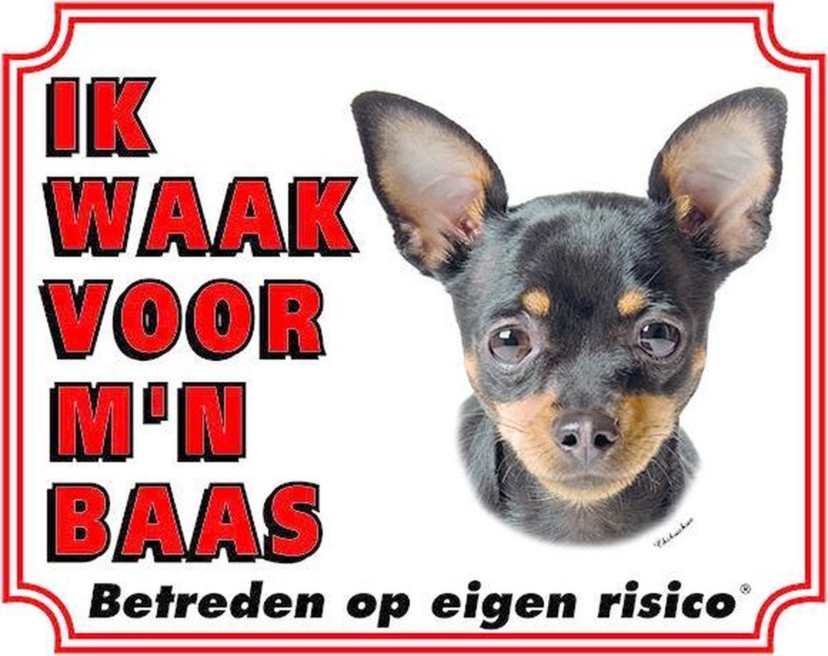 Chihuahua Waakbord  Zwart - Ik waak voor mijn Baas