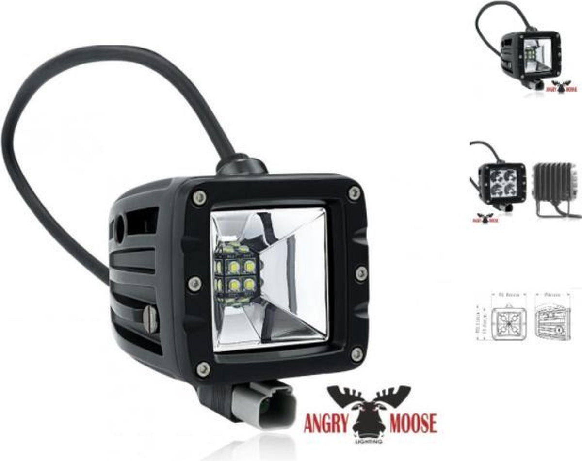 AngryMoose DOUBLE 10  2'' scene - LED lampen - verstraler - zwart - 9-32 volt