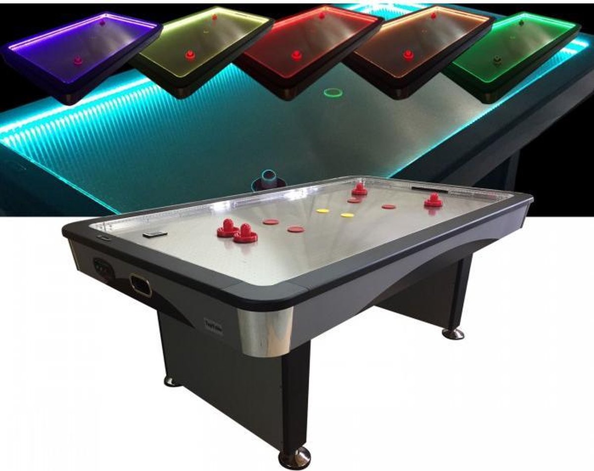 Airhockey TopTable Fast Flash Steel & Multi LED 7ft+