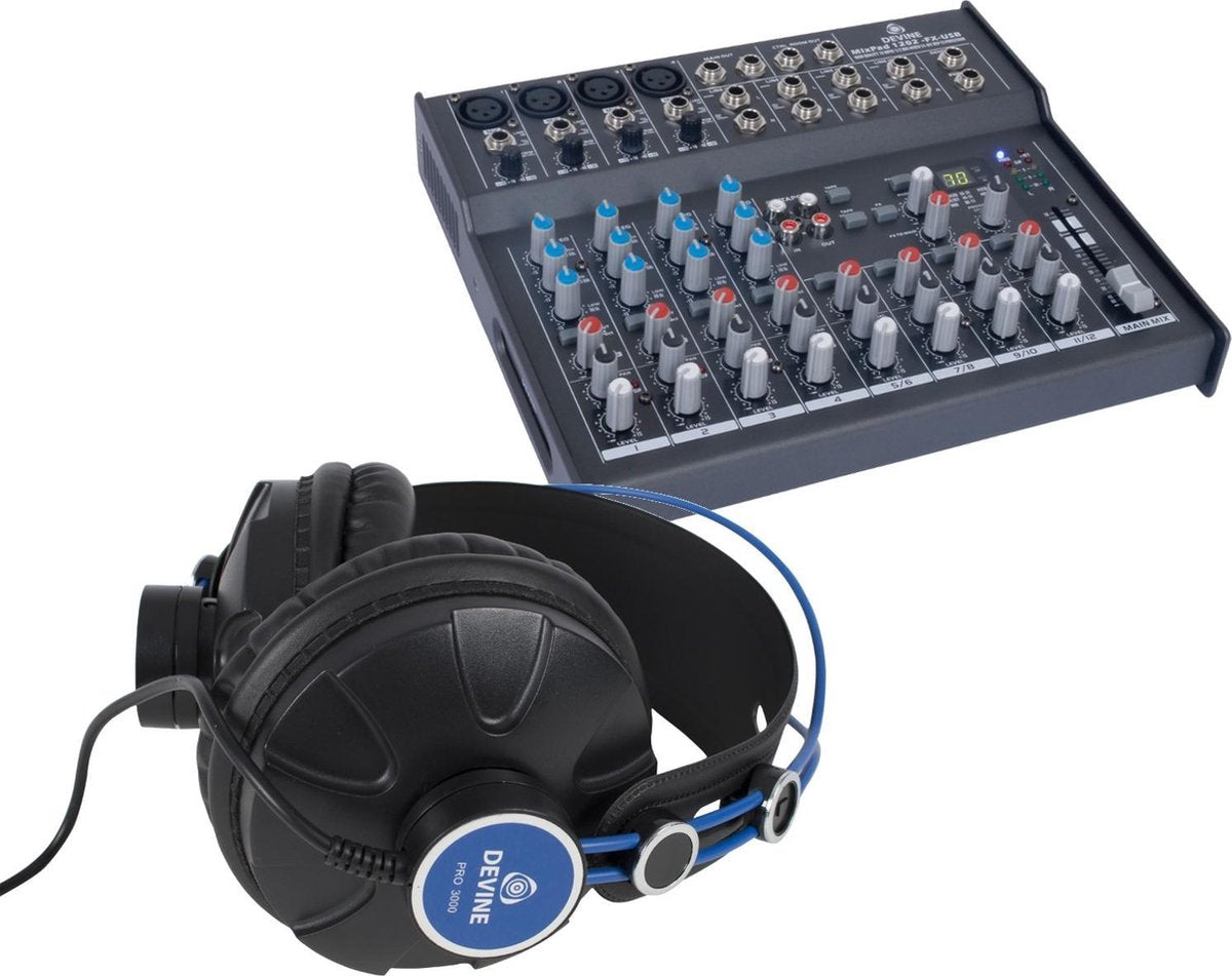 Devine Mixpad1202 FX-USB set + Pro 3000 hoofdtelefoon