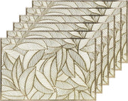 6x Gouden bladeren placemats 30 x 45 cm rechthoek - Goud thema tafeldecoraties versieringen