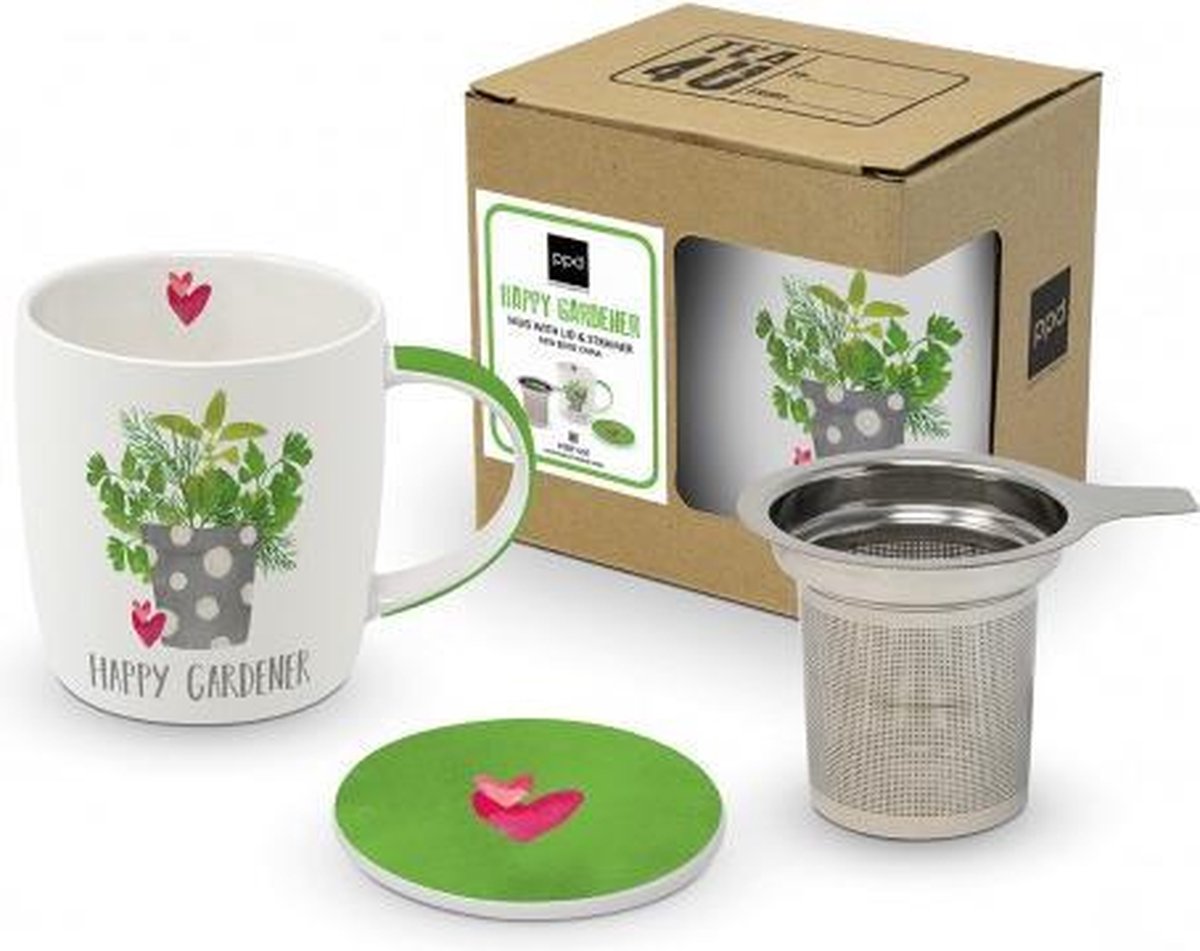 Theeset Happy Gardener | Theekop met filter | PPD