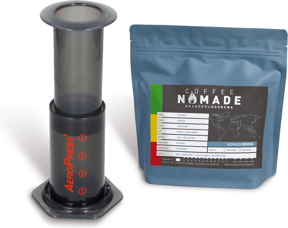 Aeropress inclusief 250 gram Coffee Nomade Koffiebonen - Ethiopië Sidamo