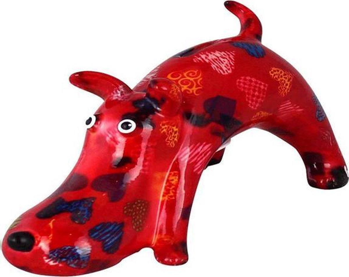 Pomme Pidou Hond Elvis Spaarpot - Rood met hartjes
