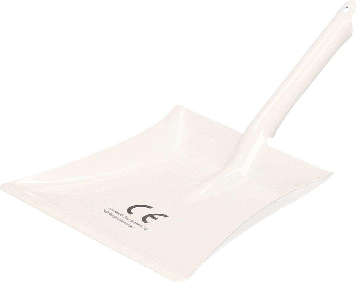 Kinder stoffer blik wit van metaal 13 x 10 cm - Kinderspeelgoed schoonmaakartikelen