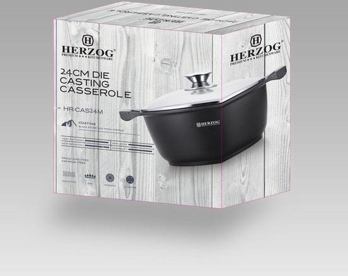 Herzog HR-CAS24M: 24cm Die Casting Braadpan