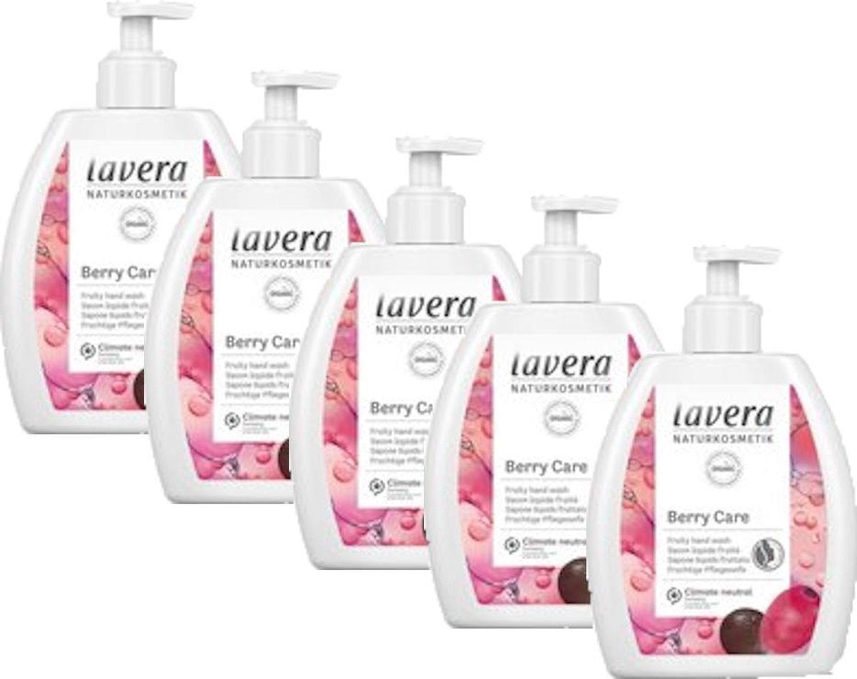 LAVERA Handzeep Berry Care goed verdraagbaar voor de gevoelige huid bij veel reinigen - Voordeelverpakking 5 x 250 ML